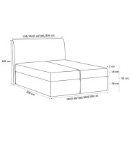 Łóżko kontynentalne Kardamon 200x200, tapicerowane, materac, topper, pojemnik, Gruszka Meble