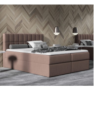 Łóżko kontynentalne Isabel 200x200, tapicerowane, materac, topper, pojemnik, Lars