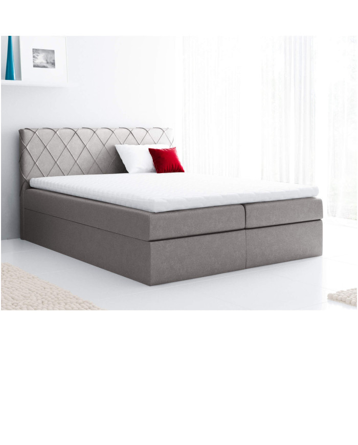 Łóżko kontynentalne Baqu 120x200, tapicerowane, materac, topper, pojemnik, Lars