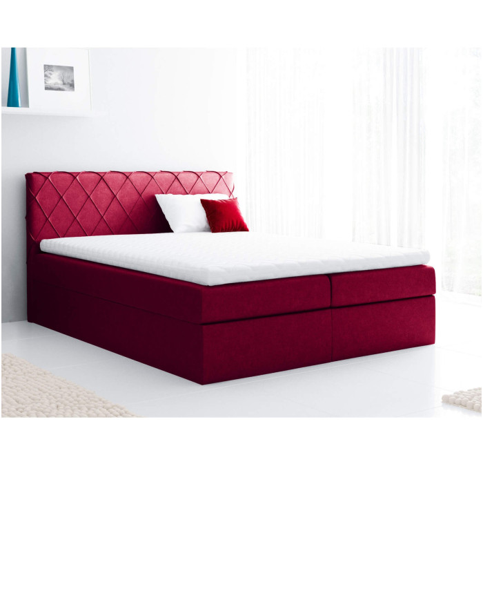 Łóżko kontynentalne Baqu 120x200, tapicerowane, materac, topper, pojemnik, Lars