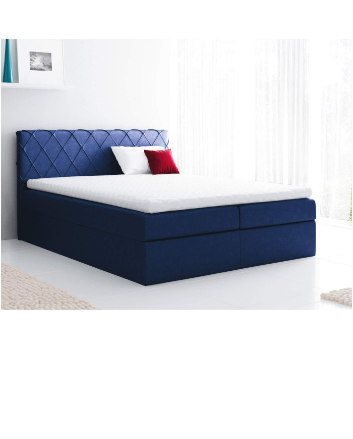 Łóżko kontynentalne Baqu 160x200, tapicerowane, materac, topper, pojemnik, Lars