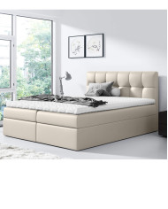 Łóżko kontynentalne Ottawa 160x200, tapicerowane, materac, topper, pojemnik, Lars
