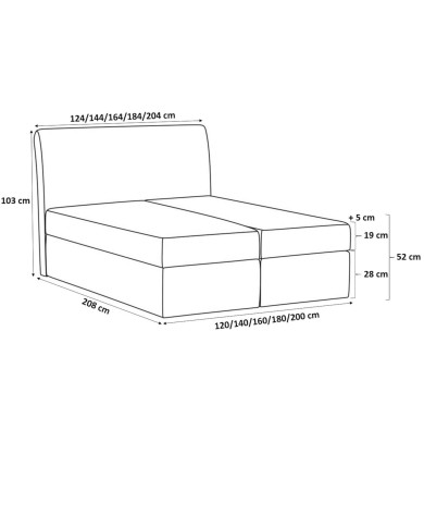 Łóżko kontynentalne Rico 140x200, tapicerowane, materac, topper, pojemnik, Gruszka Meble Łóżko kontynentalne Rico 140x200, tapicerowane, materac, topper, pojemnik, Gruszka Meble