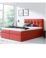Łóżko kontynentalne Ottawa 200x200, tapicerowane, materac, topper, pojemnik, Lars