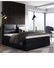 Łóżko kontynentalne Tango 140x200, tapicerowane, materac, topper, pojemnik, Lars