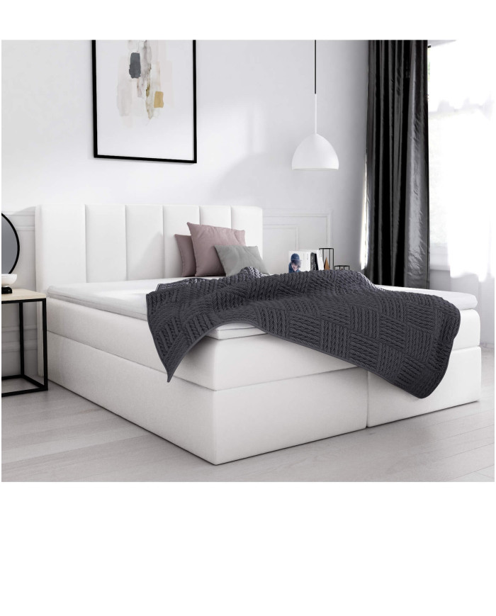 Łóżko kontynentalne Casandra 120x200, tapicerowane, materac, topper, pojemnik, Lars