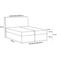 Łóżko kontynentalne Sora 120x200, tapicerowane, materac, topper, pojemnik, Gruszka Meble