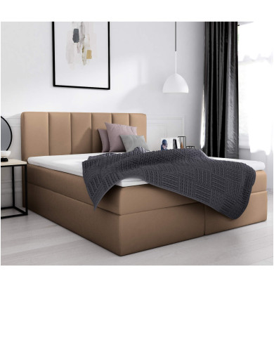 Łóżko kontynentalne Sora 140x200, tapicerowane, materac, topper, pojemnik, Gruszka Meble Łóżko kontynentalne Sora 140x200, tapicerowane, materac, topper, pojemnik, Gruszka Meble