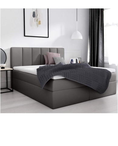 Łóżko kontynentalne Sora 140x200, tapicerowane, materac, topper, pojemnik, Gruszka Meble Łóżko kontynentalne Sora 140x200, tapicerowane, materac, topper, pojemnik, Gruszka Meble