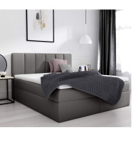 Łóżko kontynentalne Casandra 140x200, tapicerowane, materac, topper, pojemnik, Lars