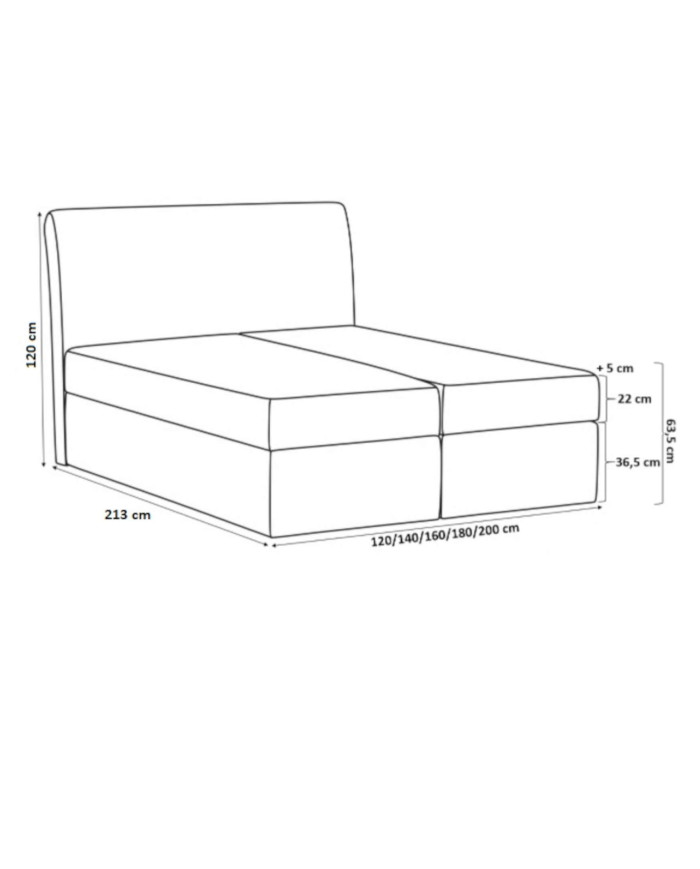 Łóżko kontynentalne Basic 180x200, tapicerowane, materac, topper, pojemnik, Gruszka Meble