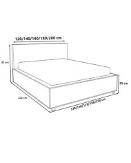 Łóżka tapicerowane Lorien 120x200, podnośnik, stelaż, pojemnik, Gruszka Meble