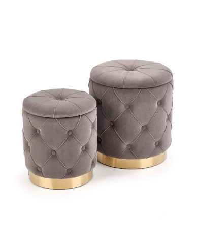Pufa Polly, 2w1, popielata/złota Pufa Polly, 2w1, popielata/złota