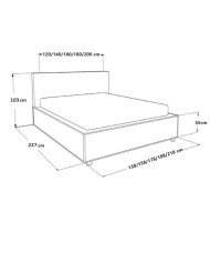 Łóżka tapicerowane Nicea 120x200, podnośnik, stelaż, pojemnik, Gruszka Meble