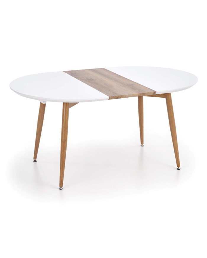 Stół Edward, biały/dąb san remo, rozkładany, 120-200/100/75 cm