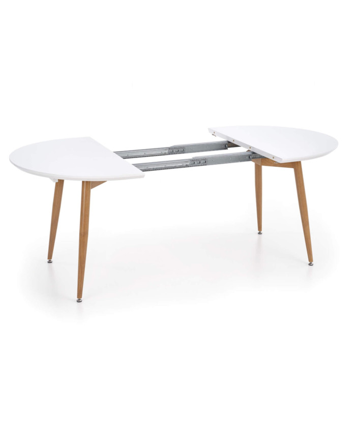 Stół Edward, biały/dąb san remo, rozkładany, 120-200/100/75 cm