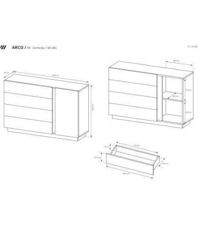 Komoda 138 Arco 1d4s, front biały połysk, Laski Meble Komoda 138 Arco 1d4s, front biały połysk, Laski Meble