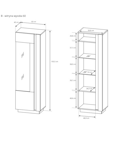Witryna wysoka Arco 60, front biały połysk, Laski Meble Witryna wysoka Arco 60, front biały połysk, Laski Meble