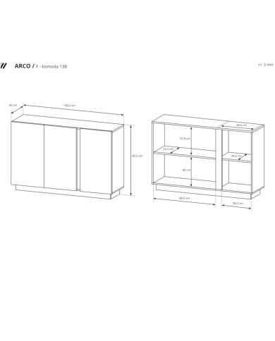Komoda 138 Arco, front biały połysk, Laski Meble Komoda 138 Arco, front biały połysk, Laski Meble