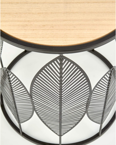 Stoliki kawowe Folla 2w1, czarny, okrągłe, blaty naturalne, podstawa metalowa czarna, HALMAR Stoliki kawowe Folla 2w1, czarny, okrągłe, blaty naturalne, podstawa metalowa czarna, HALMAR