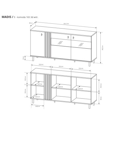 Komoda Madis 3d WITR, z drzwiami do salonu, Laski Meble Komoda Madis 3d WITR, z drzwiami do salonu, Laski Meble