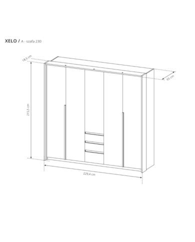 Panel okalający Xelo 230, z oświetleniem Led do szafy, Laski Meble