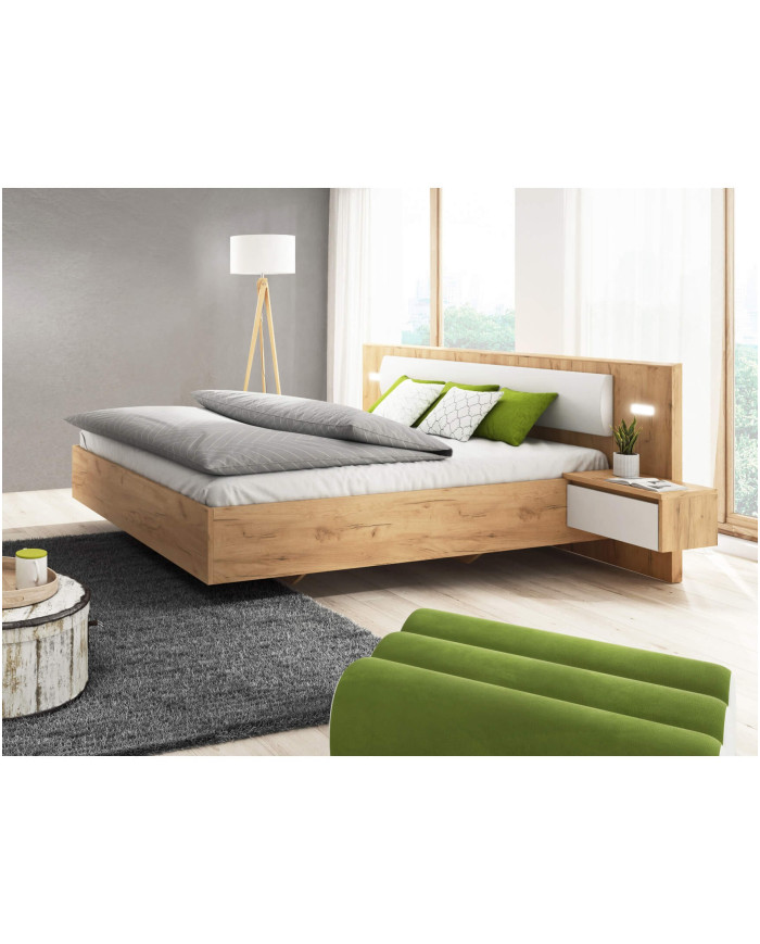 Łóżko sypialniane Xelo 160x200, z podświetlanymi szafkami nocnymi, Laski Meble