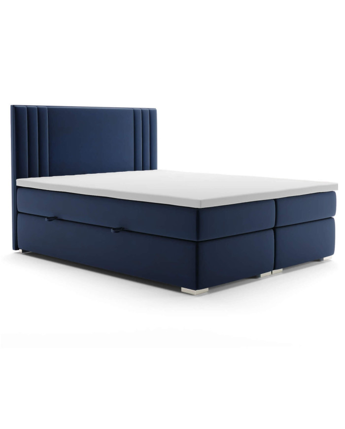 Łóżko kontynentalne Arezzo 160x200, tapicerowane, materac, pojemnik, topper-1