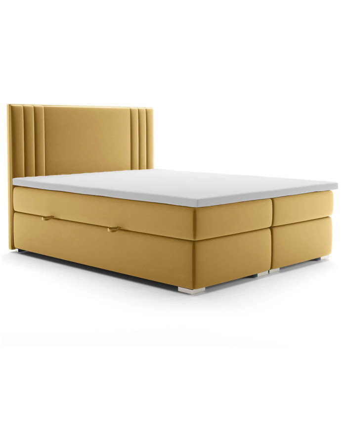 Łóżko kontynentalne Arezzo 180x200, tapicerowane, materac, pojemnik, topper-2