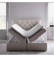 Łóżko kontynentalne Salerno 160x200, tapicerowane, materac, pojemnik, topper, Lars