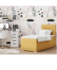 Łóżko kontynentalne Madryt 80x200, tapicerowane, materac, pojemnik, topper, Lars