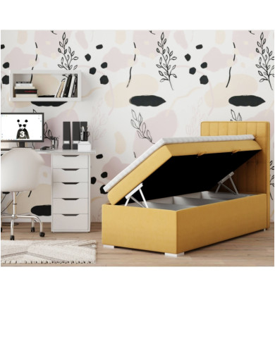 Łóżko kontynentalne Carlo 80x200 cm, tapicerowane, materac, pojemnik, topper, LAVERTO