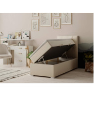 Łóżko kontynentalne Massimo 80x200, tapicerowane, materac, pojemnik, topper, Lars