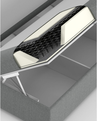 Łóżko kontynentalne Claudia 140x200 cm, tapicerowane, materac, pojemnik, topper, LAVERTO Łóżko kontynentalne Claudia 140x200 cm, tapicerowane, materac, pojemnik, topper, LAVERTO