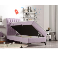 Łóżko kontynentalne Molly 90x200 cm, tapicerowane, materac, pojemnik, topper, LAVERTO