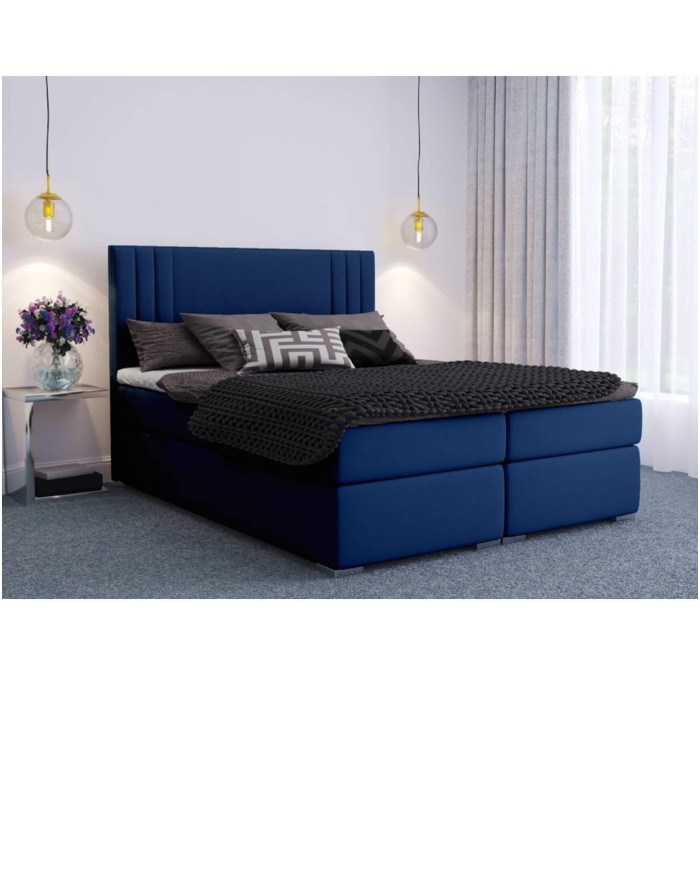 Łóżko kontynentalne Morano 160x200 cm, tapicerowane, materac, pojemnik, topper, LAVERTO