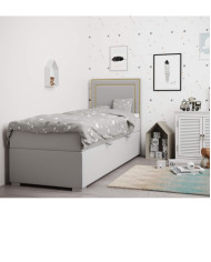 Łóżko kontynentalne Quatro 90x200 cm, tapicerowane, materac, pojemnik, topper, LAVERTO
