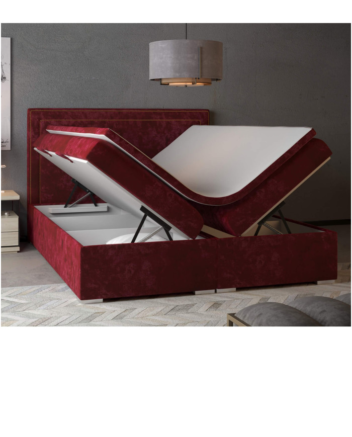 Łóżko kontynentalne Quatro 200x200 cm, tapicerowane, materac, pojemnik, topper, LAVERTO