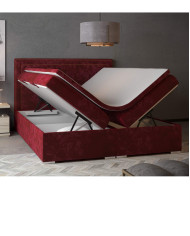 Łóżko kontynentalne Quatro 200x200 cm, tapicerowane, materac, pojemnik, topper, LAVERTO