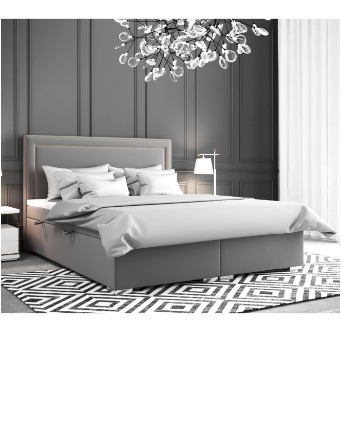 Łóżko kontynentalne Quatro 180x200 cm, tapicerowane, materac, pojemnik, topper, LAVERTO