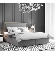 Łóżko kontynentalne Locarno 160x200, tapicerowane, materac, pojemnik, topper, Lars