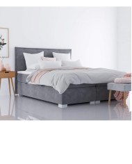 Łóżko kontynentalne Torino 160x200, tapicerowane, materac, pojemnik, topper, Lars