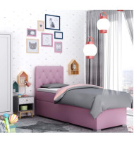 Łóżko kontynentalne Roma 90x200 cm, tapicerowane, materac, pojemnik, topper, LAVERTO