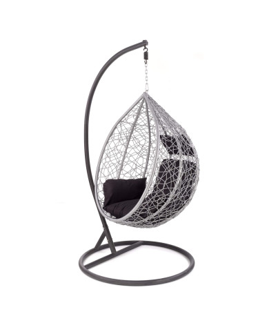 Fotel ogrodowy Eggy, popielaty rattan syntetyczny, poduszeczki, metalowa czarna rama, HALMAR Fotel ogrodowy Eggy, popielaty rattan syntetyczny, poduszeczki, metalowa czarna rama, HALMAR