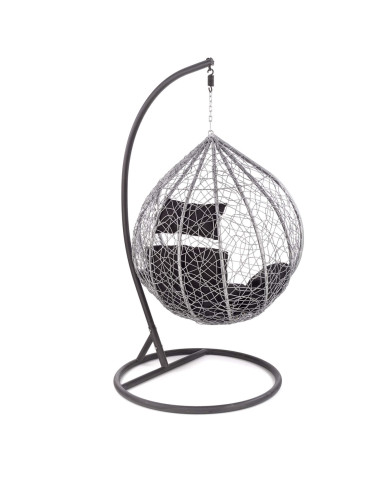 Fotel ogrodowy Eggy, popielaty rattan syntetyczny, poduszeczki, metalowa czarna rama, HALMAR Fotel ogrodowy Eggy, popielaty rattan syntetyczny, poduszeczki, metalowa czarna rama, HALMAR