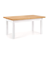 Stół Leonardo, dąb miodowy/biały, rozkładany 160-250/90/77cm