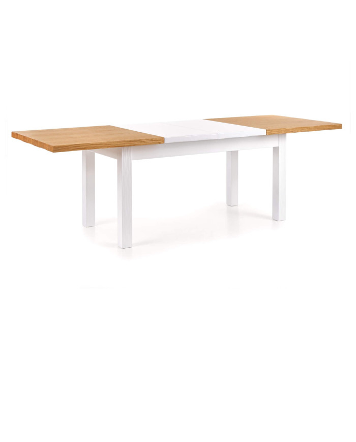 Stół Leonardo, dąb miodowy/biały, rozkładany 160-250/90/77cm