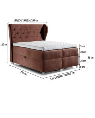 Łóżko kontynentalne Joker 120x200, tapicerowane, materac, topper, pojemnik, Gruszka Meble