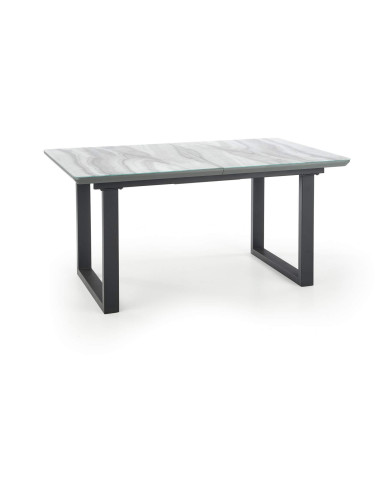Stół prostokątny Marley, rozkładany, 160-200/90/76 cm, biały marmur/popielaty, nogi metalowe czarne, HALMAR Stół prostokątny Marley, rozkładany, 160-200/90/76 cm, biały marmur/popielaty, nogi metalowe czarne, HALMAR