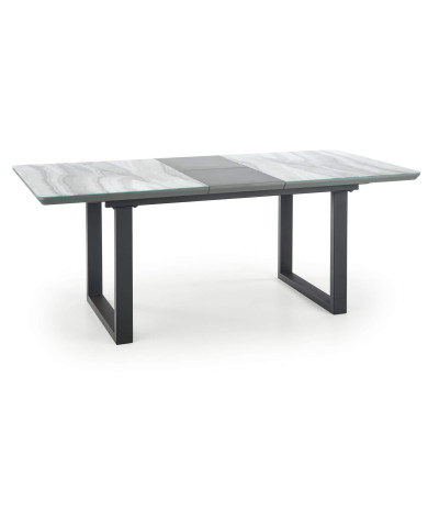 Stół prostokątny Marley, rozkładany, 160-200/90/76 cm, biały marmur/popielaty, nogi metalowe czarne, HALMAR Stół prostokątny Marley, rozkładany, 160-200/90/76 cm, biały marmur/popielaty, nogi metalowe czarne, HALMAR